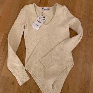 Zara white bodysuit S - NWT
